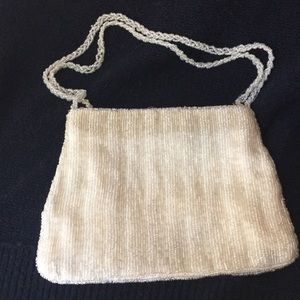 *New Formal White Beaded Purse